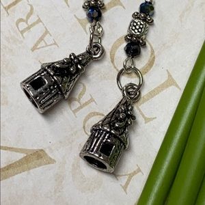 NEW birdhouse earrings antique silver nickel free